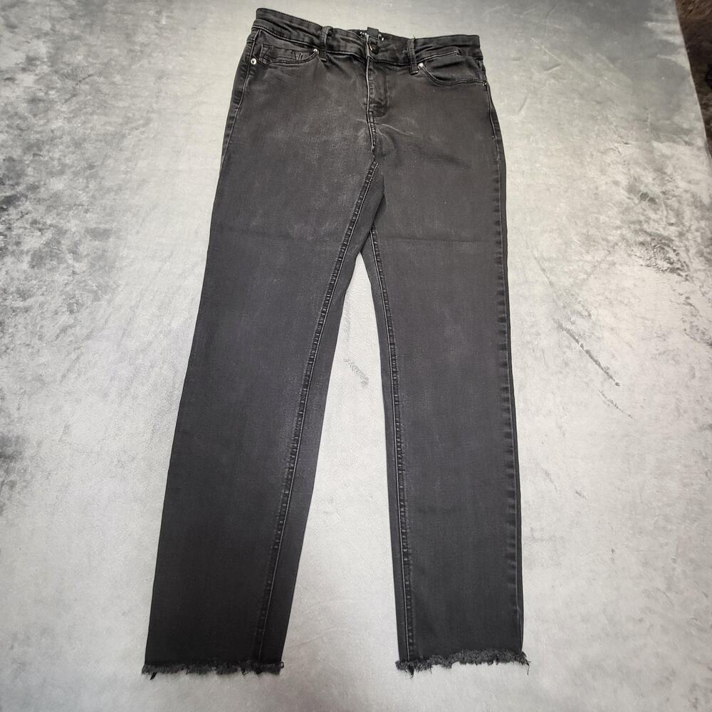 Kenneth Cole New York Jeans Womens 10 Black Skinny Slim Fringe Jess